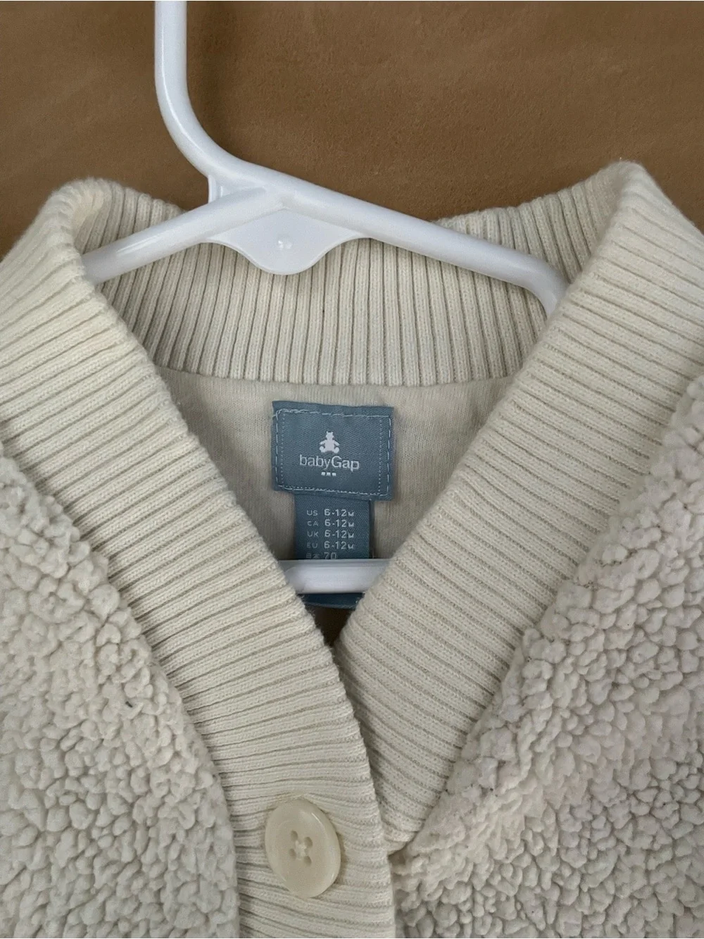 GAP Cream Sherpa Button-Front Kids Jacket